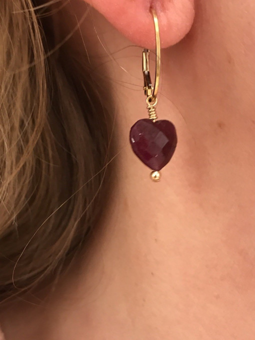 Ruby Heart Earrings - Image 2