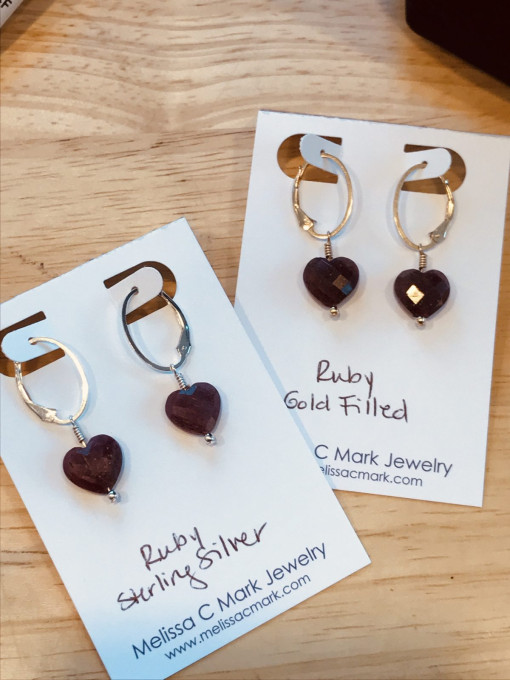 Ruby Heart Earrings