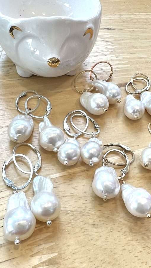 Freshwater Pearl Leverback Earrings - Image 6
