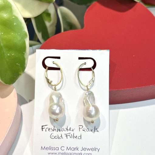 Freshwater Pearl Leverback Earrings - Image 2