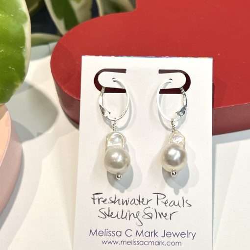 Freshwater Pearl Leverback Earrings - Image 3