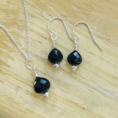 Ace of Spades - Black Spinel Necklace and Earrings