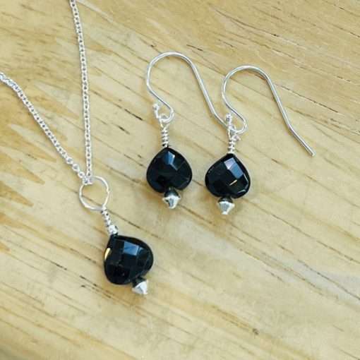 Ace of Spades - Black Spinel Necklace and Earrings
