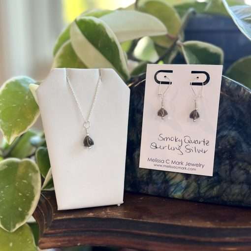 Smoky Quartz Trillion Necklace or Earrings