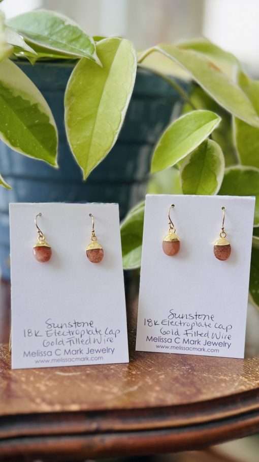 Sunstone Golden Drop Earrings - Image 2