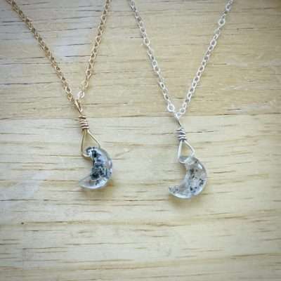 Herkimer Diamond Crescent Moon Necklace