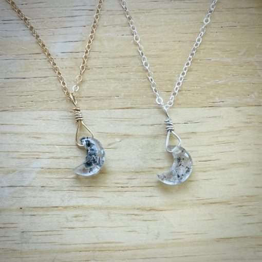 Herkimer Diamond Crescent Moon Necklace