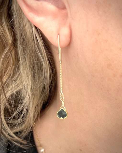 Emerald and Gold Drop Earrings - Image 4