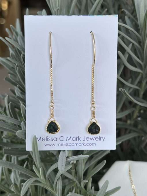 Emerald and Gold Drop Earrings - Image 5