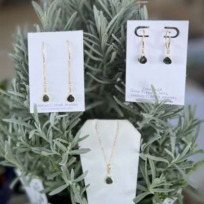 Emerald and Gold Drop Earrings