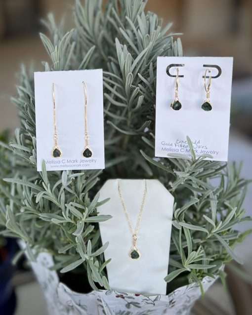 Emerald and Gold Drop Earrings