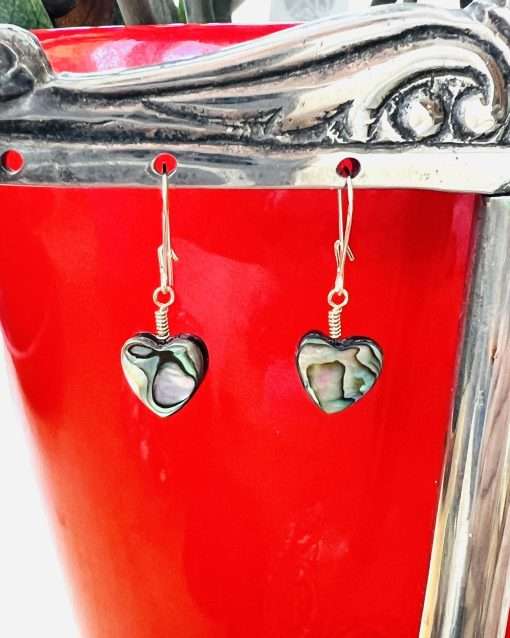 Rainbow Shell Heart Earrings - Image 3