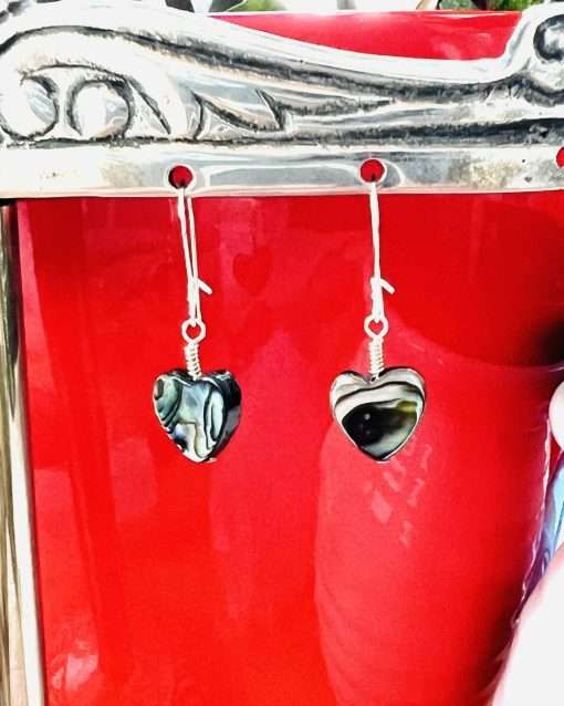 Rainbow Shell Heart Earrings - Image 2